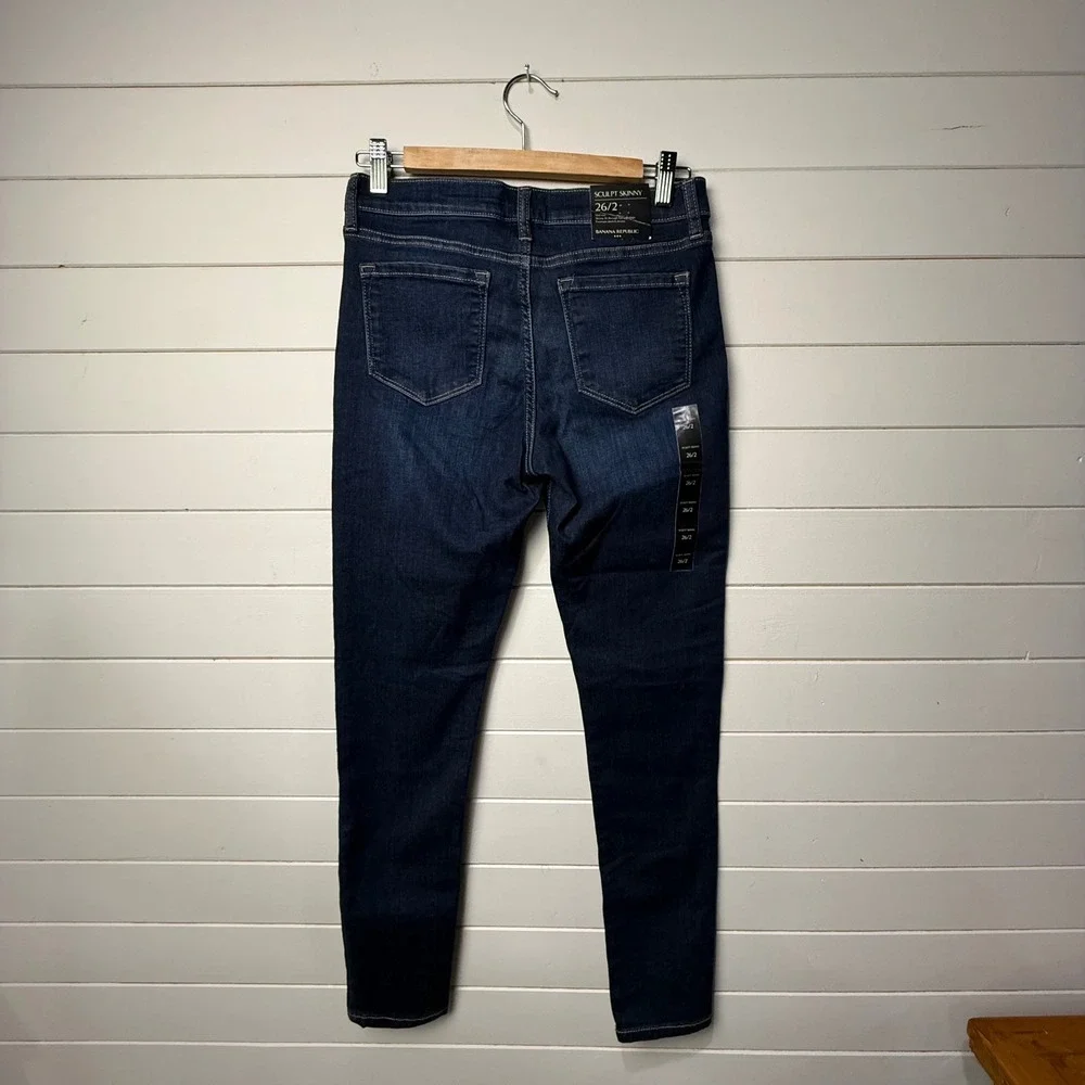 NEW! Banana Republic Sculpt Skinny‎ Jeans Womens 26/2 Dark Wash Mid Rise